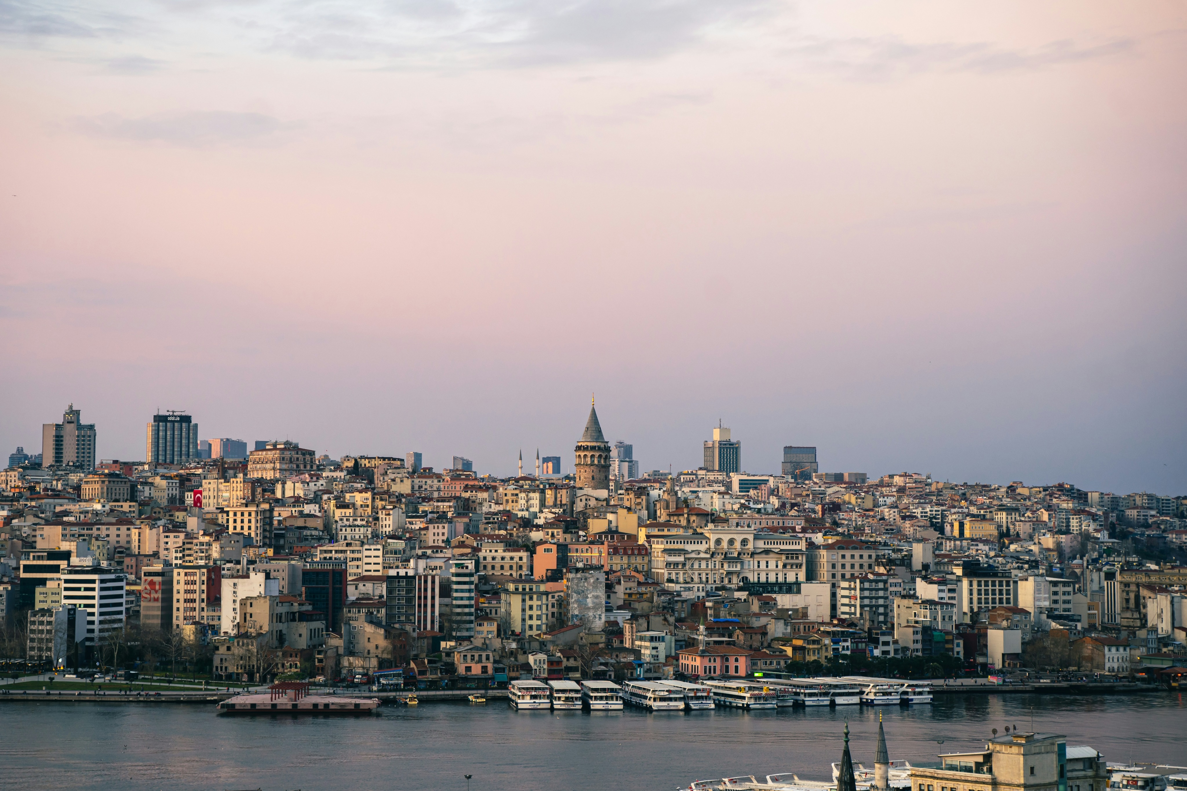 Galata Tower and the Golden Horn waterfront in Istanbul